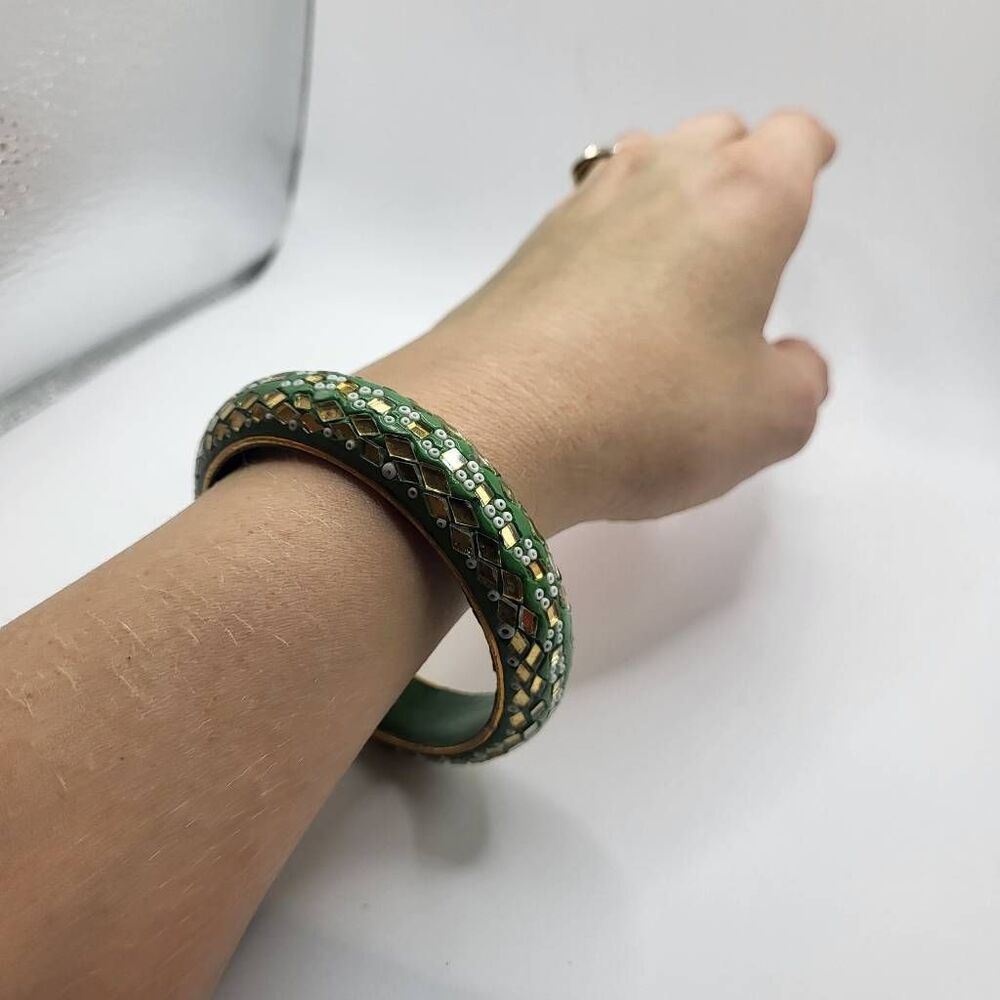 Bohemian Indian Green Bangle Bracelet